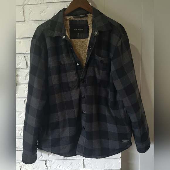 Silver Jeans Black and Gray Plaid Jacket 100% Cotton XL - Picture 3 of 7